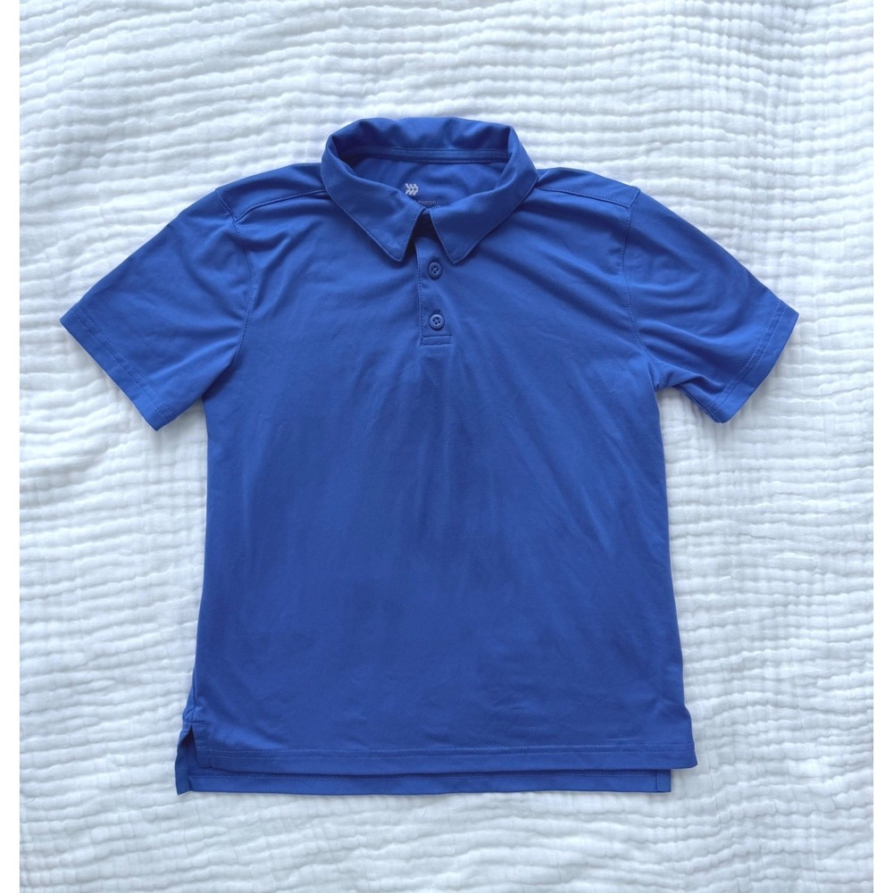All In Motion Polo Shirt Boys Size S 6-7 Blue Performance‎ Short Sleeve